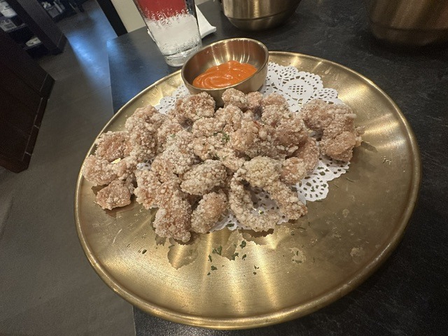 Boneless Korean fried chicken with dipping sauce at Mr. Kimchi Korean Bistro in Oklahoma City.