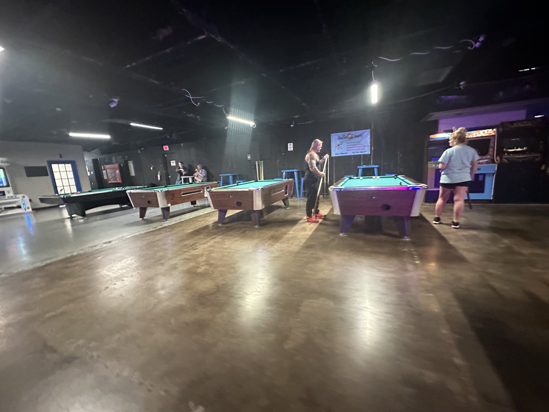 Pool tables in the open game room at Cactus Jack’s Family Fun Center in Oklahoma City.