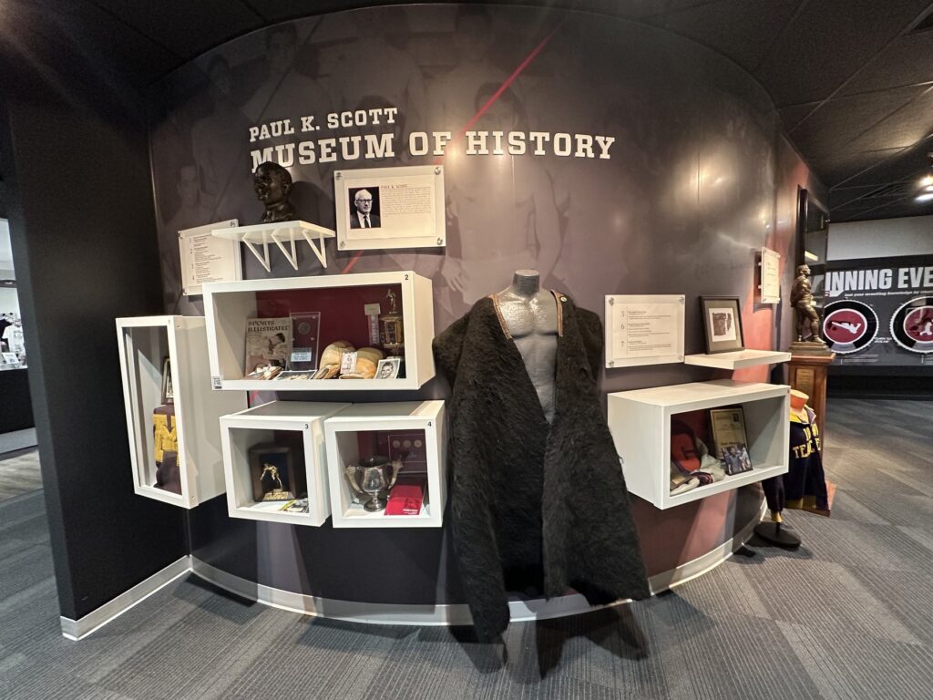 Paul R. Scott Museum of History memorabilia display inside the National Wrestling Hall of Fame