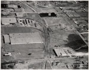 Historic aerial view of the Willow Springs district near the original 66 Bowl on NW 39th in Oklahoma City.