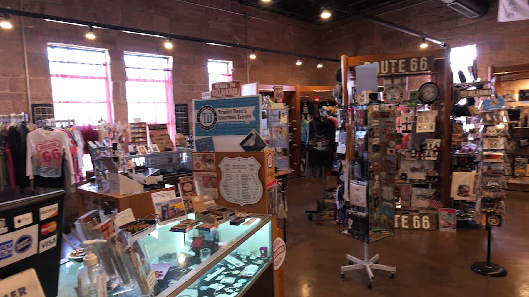 Gift shop inside the Route 66 Interpretive Center in Chandler, Oklahoma