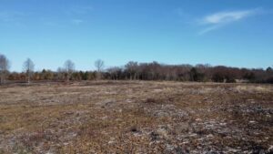 Open field and tree line at Honey Springs Battlefield in Oklahoma.