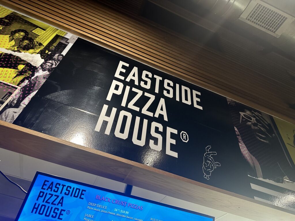 Eastside Pizza House sign above the counter at The Collective in downtown Oklahoma