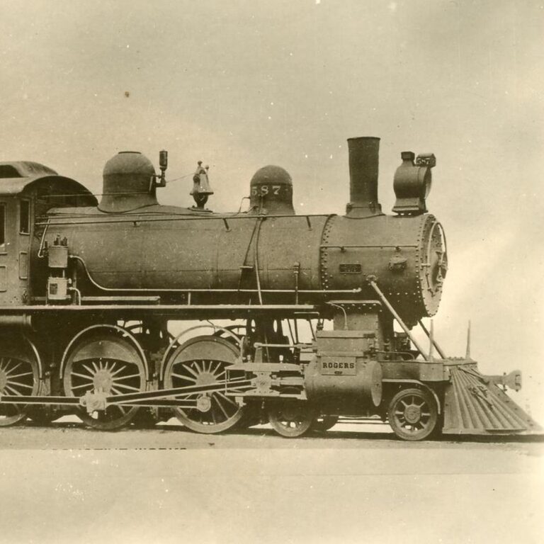 Square detail of Iron Mountain steam locomotive 587, archival contextual photograph.